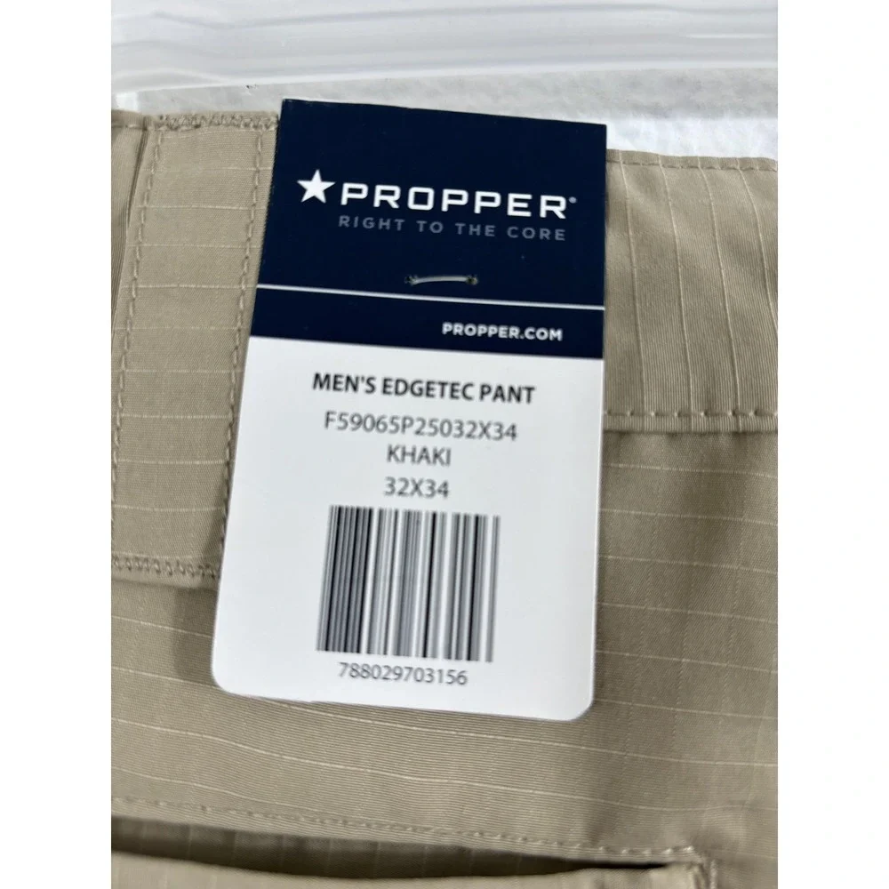 Propper Pants Mens 32x34 Khaki EdgeTec Ripstop‎ Tactical Work Slider Waist F5906